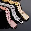 Colar Cuban Chain Full Diamond com Fecho de Encaixe Europeu e Americano, Seis Fileiras de Zircônia, para Homens, Joia de Hip-Hop de Alta Qualidade, Tendência, Personalização