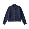 Chaqueta de punto de un solo pecho con cuello encerado suave y antiedad para niña, suéter de manga larga para mujer, novedad de invierno de 2024