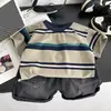 Conjunto de Camisetas Listradas de Manga Curta com Gola Redonda para Meninos, Camiseta de Manga Meia-Manga Tendência Estilo Coreano de Verão, Conjunto de Shorts Jeans de Duas Peças para Meninos