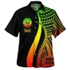 Cor Tahiti Havaí Impressão Digital 3D Tahiti Polinésio Manga Curta Camisa de Renda Casual