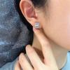 Pendientes cuadrados geométricos de moissanita y plata incrustados con circonita cúbica AAA de corte cuadrado escalonado, pendientes de moda, suministro más vendido transfronterizo