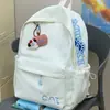 Mochila suave y fresca azul lechoso con bordado de letras y diseño de pata lindo, suave y adorable, reconfortante para el corazón de la niña, dulce mochila escolar