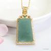 Pingente de Jade Guan Yu Natural Grau A Pingente Azul Água em Branco Colar Joias Atacado Dropshipping S4101903