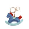 Cartoon Rocking Horse Bolsa Pingente Criativo PU Chaveiro Pequeno Trojan Pendurado Couro Cartoon Algodão Pônei Pingente