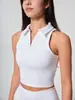 Chaleco Deportivo Ajustado de Sensación Desnuda para Exteriores de Verano para Mujer, Top Deportivo para Correr, Tenis, Fitness, Camisa Deportiva con Cuello Polo para Mujer