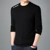 Camiseta de manga larga de otoño, diseño estampado, talla grande, para adolescentes, cuello redondo de hombre, simple y de corte holgado, top moderno