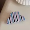Presilha de Garra Listrada Colorida Estilo Coreano Clipe de Tamanho Médio de Alta Qualidade Presilha de Cabelo para Mulheres Parte de Trás da Cabeça Clipe de Tubarão Pequena Presilha de Garra Acessórios de Cabelo
