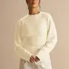 Novedad Otoño/Invierno 2026 Más Vendido en Amazon Camisa Básica de Cuello Redondo con Cintura Ajustada y Mangas Largas Tipo Murciélago Europea y Americana