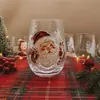 Taza de Vidrio Artístico Navideño Transfronterizo de Papá Noel, Taza para Jugo, Taza de Dibujos Animados, Copa de Vino, Taza con Forma de Huevo con Pegatina de Cristal
