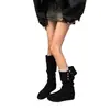 Botas largas de tacón alto con plataforma para mujeres con piernas gruesas, botas de caballero western color marrón Maillard vintage, botas largas de tacón grueso de caña alta de doble uso