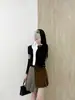 Tb Otoño Nuevo Estilo Cuatro Rayas Estilo Universitario Suéter Cardigan de Punto con Cuello en V para Mujer con Bloques de Color Cardigan a Rayas con Cuello en V