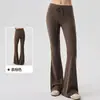 Calça pantalona de ioga forrada com fleece transfronteiriça para mulheres, levanta bumbum, modeladora, com cordão, quente, esportiva de boca levemente alargada, calça longa para Pilates e fitness