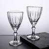Copo Alto de Vidro Listrado Vertical Estilo Palácio Europeu, Copo Listrado para Cognac e Champanhe, Taça de Vinho Elegante Francesa Vintage