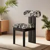 Silla con Respaldo Retro Nórdico, Silla de Comedor Vintage Estilo Francés, Silla de Tocador Minimalista Estilo Wabi-Sabi para Uso Doméstico de Madera Maciza, Silla Hipopótamo de Lujo Ligero