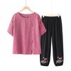 Conjunto de Ropa de Verano para Abuela, Algodón Puro Manga Corta Modelo Nuevo 2025, Camiseta para Mujeres de Mediana Edad y Mayores, Ropa para Mamá para Personas Mayores y Señoras Mayores