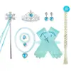 Accesorios de Disfraz Infantiles de Frozen: Peluca, Trenzas, Guantes Estampados, Collar, Varita Mágica, Corona para Fiesta de Niñas
