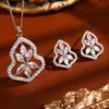 Moda Transfronteriza Temperamento Lujo Ligero Zirconia Cúbica Completa Elemento Exquisito Estilo Cobre Microincrustado Set de Pendientes y Collar Combinación
