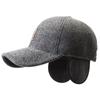 Chapéu de aba masculina de outono e inverno para meia-idade e idosos, chapéu de pai, à prova de vento, proteção para as orelhas contra o frio, chapéu velho, forro de lã, espesso, quente, boné de beisebol