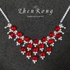 Collar y anillo con diseño de tesoro de color retro para mujer, conjunto de cadena de temperamento de alta calidad con incrustaciones de diamantes, aretes y pulsera con gemas de sangre roja de paloma