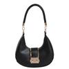 Bolsa de Ombro de Alta Qualidade com Fivela de Cadeado Tendência 2026 para Mulheres, Moda Outono Cor Sólida Simples Versátil