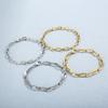 Personalidad Europea y Americana Hecho a Mano Moda Acero de Titanio Hueco 7mm Diamante Hecho a Mano Diseño de Cadena Pulsera Geométrica Simple para Hombres y Mujeres