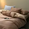 Nuevo juego de cuatro piezas de algodón cepillado engrosado para otoño e invierno, juego de tres piezas cálido de algodón puro bicolor de color liso para ropa de cama de dormitorio de estudiante