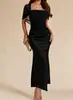 G26D862 Novo vestido bodycon feminino transfronteiriço europeu e americano, elegante vestido de noite, vestido longo moderno e estiloso