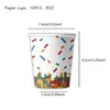 Bloques de Construcción Transfronterizos Decoración de Cumpleaños Suministros para Fiestas Cuadrados Platos de Papel Servilletas de Papel Vasos de Papel Manteles Cajas de Dulces Banderines Venta al por Mayor