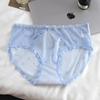 Roupa Íntima Feminina Doce Renda Malha Vazada Laço Algodão Puro Virilha Calcinhas Femininas Respiráveis e Xadrez