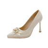 2025 Novos Sapatos de Casamento de Salto Alto Grosso e Bico Fino Sapatos de Noiva Salto Alto Estilo Francês Mais Fácil para Combinar Grande Quantidade