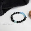 Pulsera de Obsidiana y Aguamarina para Mujer, Pulsera de Hidratación para Hombre, Cuentas de Cristal para Deficiencia de Agua, Cuentas de la Suerte para Parejas para el Año del Caballo