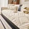 Outono Inverno Novo Almofada de Sofá Luxo Leve High-End Estilo Creme Confortável Veludo de Algodão Almofada de Assento Espessada Quente Tecido de Capa de Sofá
