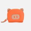 Cartera de acordeón de cerdito de cuero de vaca de primera capa para tarjetas, bolso de mano de niña de dibujos animados, llavero portátil, monedero para llaves