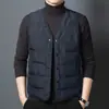 Nuevo Chaleco de Hombre Otoño Invierno Plumón de Pato Blanco Ropa Interior de Plumas Núcleo de 50% Plumas Chaleco Exterior para Ejercicio Matutino de Personas de Mediana Edad y Mayores