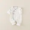 Estilo Otoñal (Doble Capa) Mameluco de niña de lunares negros con espalda cerrada Ropa para bebé infantil niños