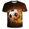 2026 Nueva Camiseta de Manga Corta con Estampado 3D de Patrón de Fútbol Iridiscente Suelta para Hombres y Niños Nueva Moda Camiseta Corta