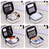 Bolsa de Cosméticos Pequeña Portátil para Salir con Puntadas de Color Contrastante, Bolsa para Rubor, Sombra de Ojos, Lápiz Labial, Polvos, Bolsa de Almacenamiento