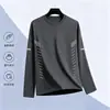 Camiseta de manga larga para hombre, capa interior de otoño para hombre, camiseta base elástica de corte holgado, camiseta estampada estilo coreano ins para hombre