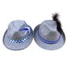 Sombrero Gris Oktoberfest Alemán Cuerda Tricolor Azul y Blanco Sombrero de Fieltro Sombrero de Pluma Azul Fabricante Mayorista