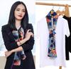 Lenço de Seda Feminino Inverno Versátil Longo Quadrado Laço Coreano Cetim Pequeno Lenço de Seda Lenço Dupla Face Lenço de Inverno