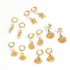 Brincos de Concha de Aço Inoxidável Personalizados Transfronteiriços para Mulheres Design de Nicho Brincos de Aço Titânio Ouro 18K Alto Padrão