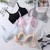 Sujetador de algodón puro para estudiante, copa fija, sujetador de pecho con almohadilla, top tipo tubo, ropa interior para correr, anti-vibración, sin exposición, ropa interior de color liso
