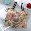 Camisola Floral Retrô Feminina Sexy Alça Almofada no Peito Top Hot Girl Roupa Externa Roupa Íntima Luxo Leve Costas Bonitas Roupa Íntima Modeladora do Peito