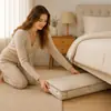 Bolsa de compresión para chaqueta de plumas, organizador de ropa a prueba de polvo para debajo de la cama, visible desde el lateral, tridimensional, portátil, bolsa impermeable para almacenamiento de edredones