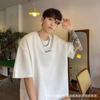 Camiseta de Ante para Hombre de Manga Corta Verano Nuevo Estilo Americano Marca de Moda High Street Pesada Suelta Casual Manga Media para Adolescentes