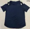 Top Elegante Sólido Estilo Americano Vazado Slim-Fit Sexy Exportação Amazon Primavera/Verão Ombro a Ombro Gola Redonda Manga Curta Camiseta