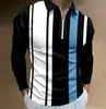 Outono 2024 Novo Exportação Transfronteiriça Masculino 3D Estampado Cor Sólida Casual Zíper Manga Longa Camisa Polo Camisa Paul