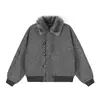 Jaqueta de inverno acolchoada de algodão masculina com gola de pelo sintético de coelho, corte solto, design tie-dye moderno