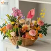 Companhia de Flores Sombra Cesta Pequena de Flores Buquê de Flores Frescas Materiais de Embalagem para Arranjo Floral Tecida à Mão Estilo Pastoral Simples Loja de Flores para Presente
