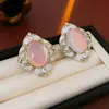 Pendientes Vintage de Plata con Forma de Rombo y Gota de Aceite Estilo Palacio Retro Exquisitos Pendientes de Botón Lujo Ligero Pendientes de Gama Alta